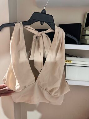 Beige Tie-Back Halter Camisole